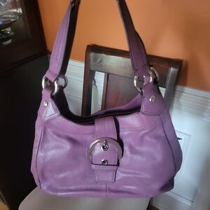 Coach Purple Leather Med Bag